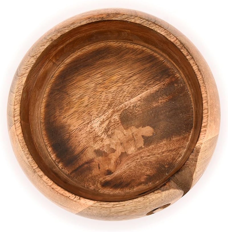 MAHASU Yarn Storage Mango Wood Yarn Bowl for Crocheting Accessories and Supplies Organizer Wool Storage Bowl Round (7" x 7" x 4") - Image 4
